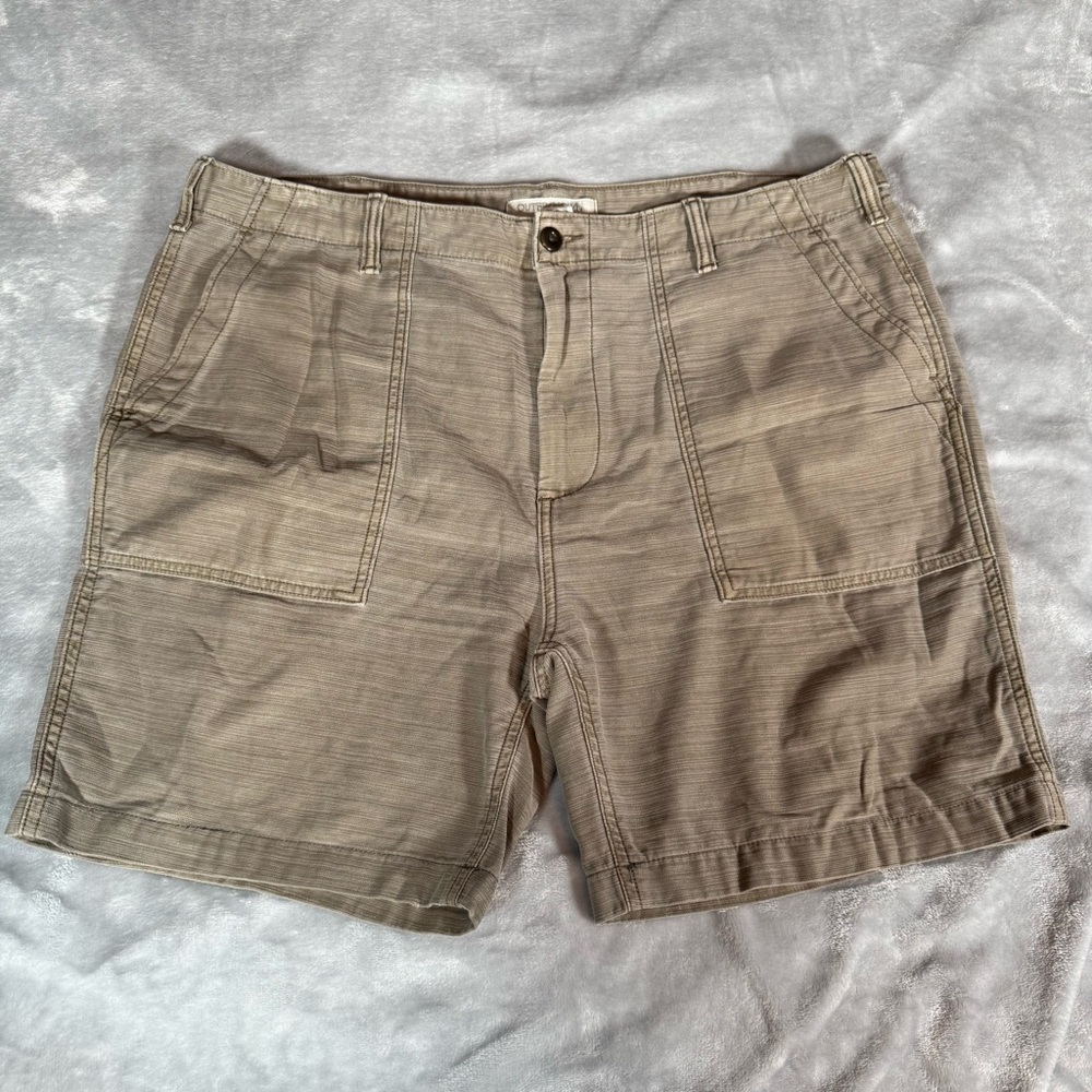 Outerknown Voyager Utility Shorts Mens 38 Loose Fit 6.5” Cotton Light Green
